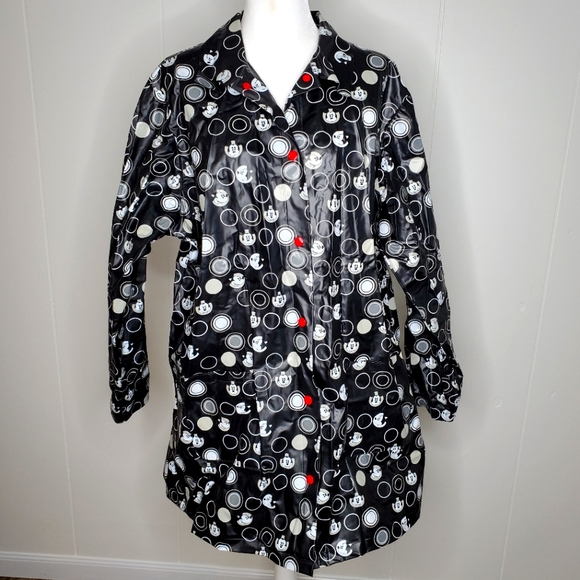 Disney Mickey Snap Front PVC Vinyl Raincoat  Size XXL Rain Jacket Slicker Black. - Picture 1 of 12